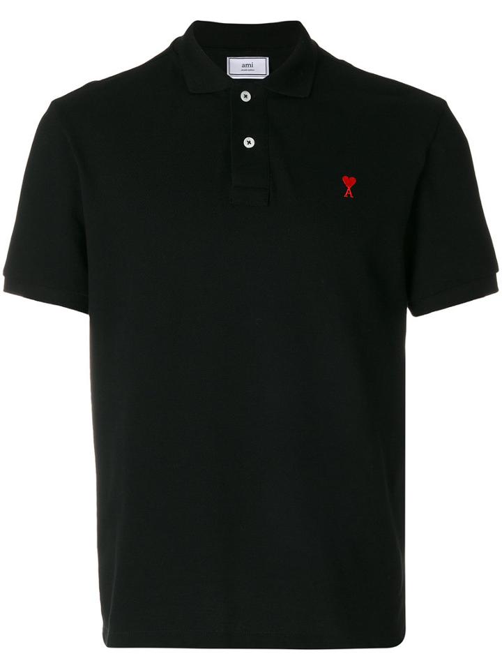Ami Alexandre Mattiussi - Ami De Caur Short Sleeved Polo Shirt - Men - Cotton - L, Black, Cotton