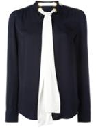 Michael Michael Kors Contrast Bow Blouse, Women's, Size: Xl, Blue, Silk