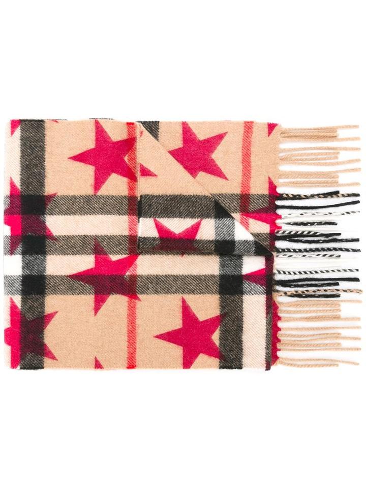 Burberry Kids Mini 'classic' Check And Star Print Scarf, Girl's, Nude/neutrals