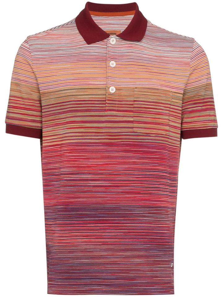 Missoni Striped Cotton Polo Shirt - Red