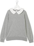 Chloé Kids Teen Embroidered Collar Knitted Sweater - Grey
