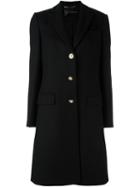 Versace Single Breasted Overcoat, Women's, Size: 42, Black, Spandex/elastane/rayon/wool