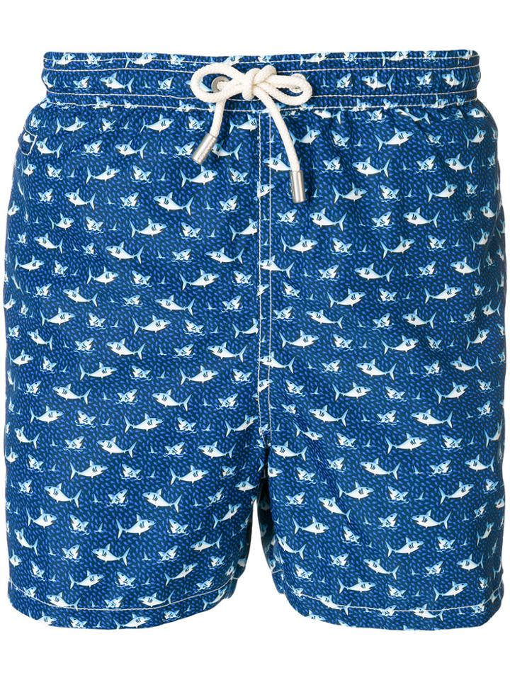Mc2 Saint Barth Shark Print Swim Shorts - Blue
