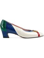 Gucci Snakeskin Pump With Crystal Double G - White