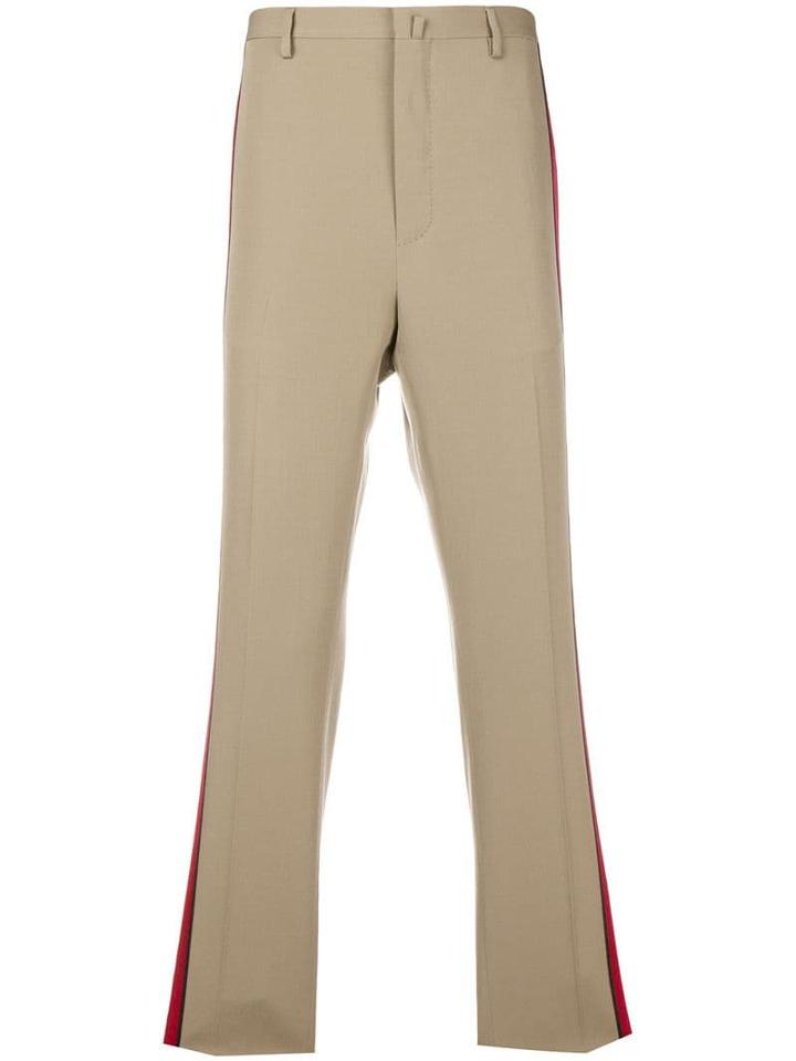 Lanvin Side Stripe Straight Trousers - Neutrals
