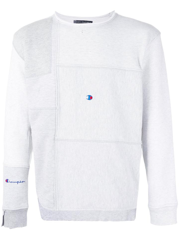 Longjourney - Patchwork Sweatshirt - Men - Cotton - L, Grey, Cotton