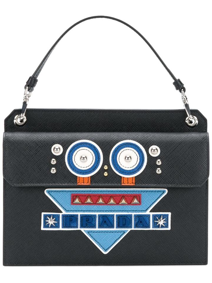 Prada Foldover Top Clutch - Black