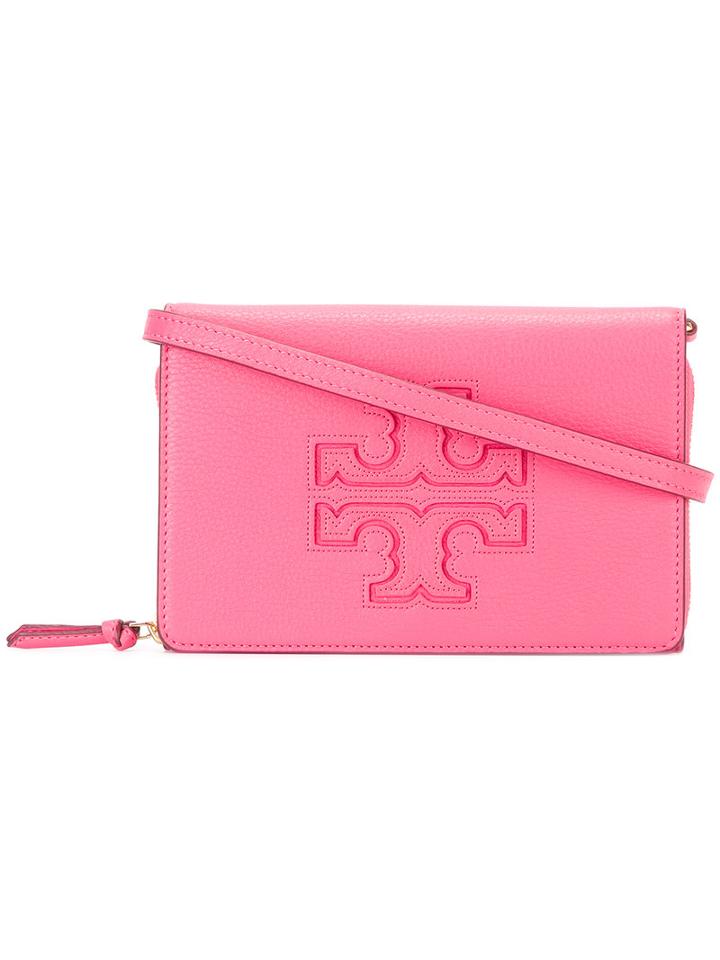 Tory Burch Logo Front Cross Body Bag, Women's, Pink/purple, Calf Leather