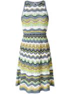 M Missoni Embroidered Flared Dress - Blue