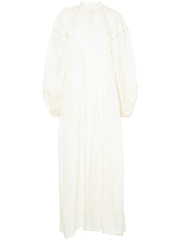 Jil Sander Pleated-shoulder Maxi Shirt Dress - White