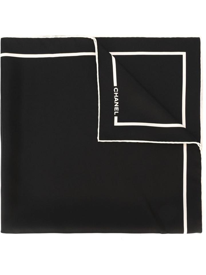 Chanel Vintage Logo Print Scarf, Women's, Black