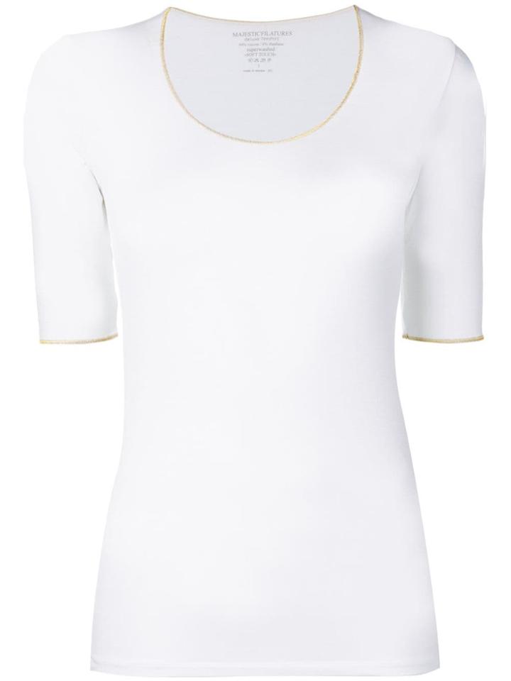 Majestic Filatures Contrast Trim Top - White
