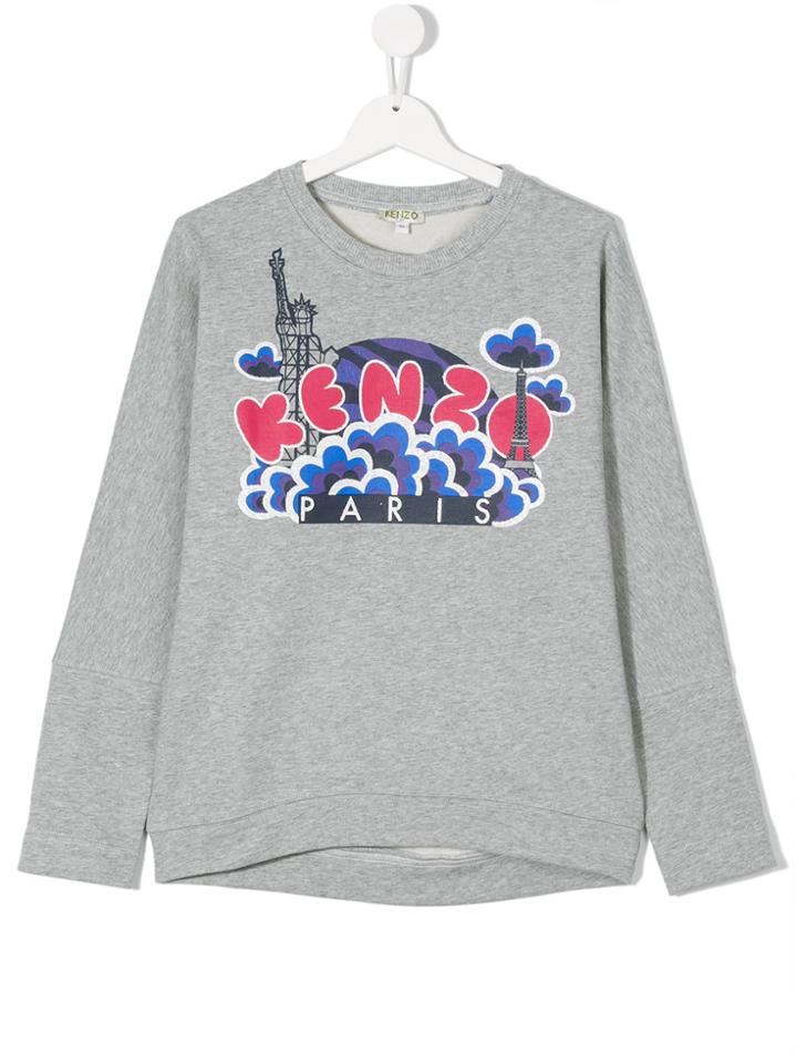 Kenzo Kids Graphic Logo Print Top - Grey