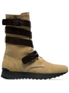 Loewe Brown Sue Strappy Suede And Leather Flat Boots - Neutrals