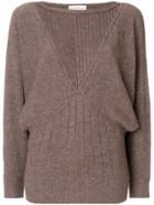 Versace Vintage Batwing Sleeves Ribbed Jumper - Brown