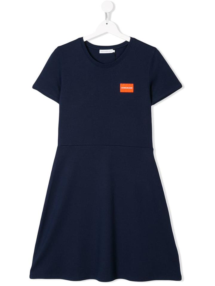 Calvin Klein Kids Logo Short-sleeve Dress - Blue