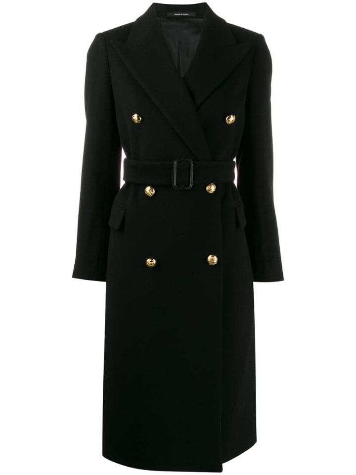 Tagliatore Double Breasted Midi Coat - Black