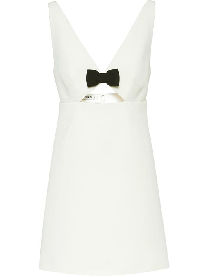 Miu Miu Bow Detail Mini Dress - White