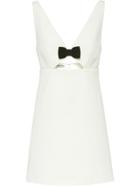Miu Miu Bow Detail Mini Dress - White