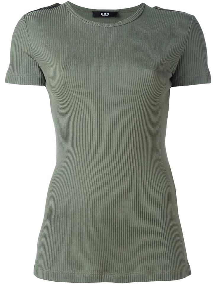 Versus Epaulette T-shirt, Women's, Size: 40, Green, Viscose/cotton