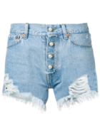 Forte Dei Marmi Couture Pearl-embellished Distressed Shorts - Blue
