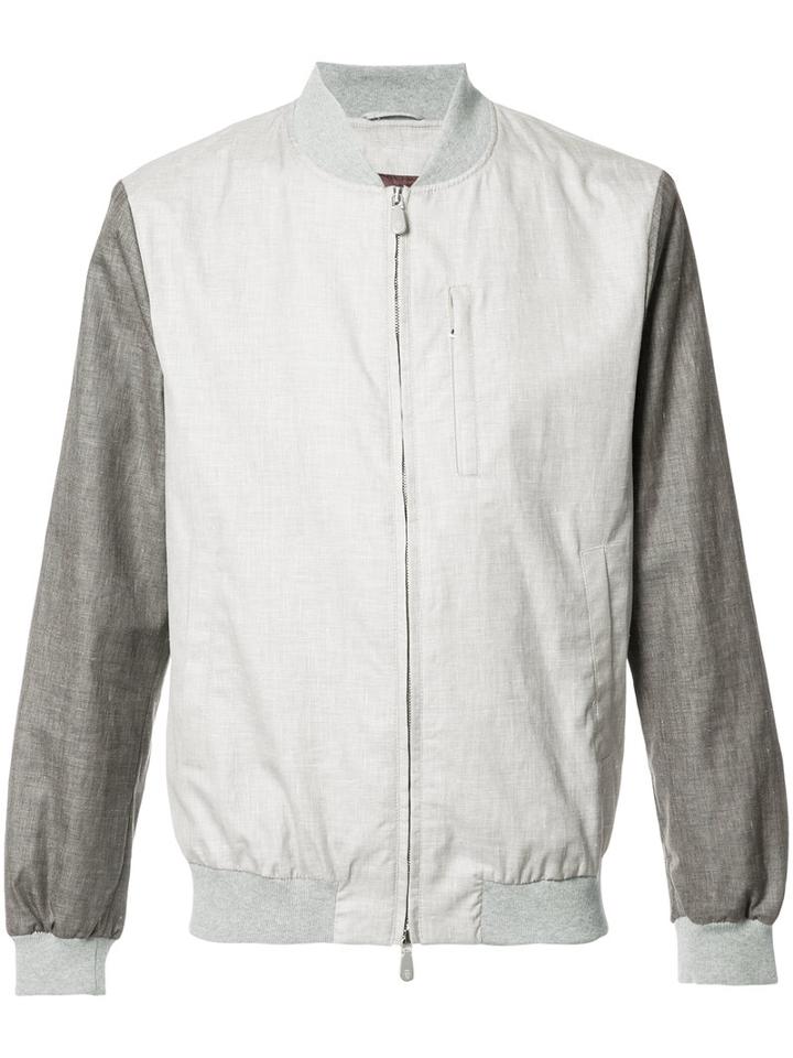 Eleventy Contrast Bomber Jacket, Men's, Size: Small, Nude/neutrals, Bemberg/silk/linen/flax/wool