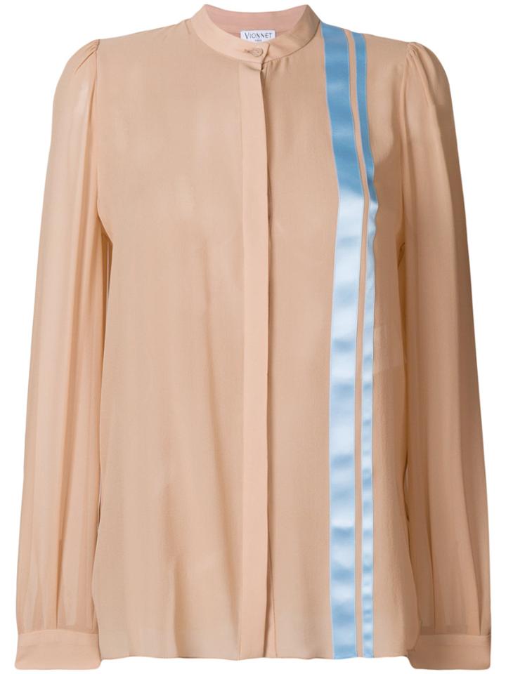 Vionnet Stripe Detail Floaty Blouse - Nude & Neutrals
