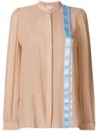 Vionnet Stripe Detail Floaty Blouse - Nude & Neutrals