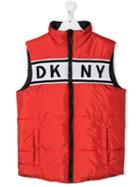 Dkny Kids Logo Print Sleeveless Jacket - Red
