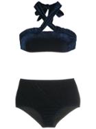 Adriana Degreas - Velvet Hot Pants Bikini Top - Women - Polyester/spandex/elastane - P, Blue, Polyester/spandex/elastane