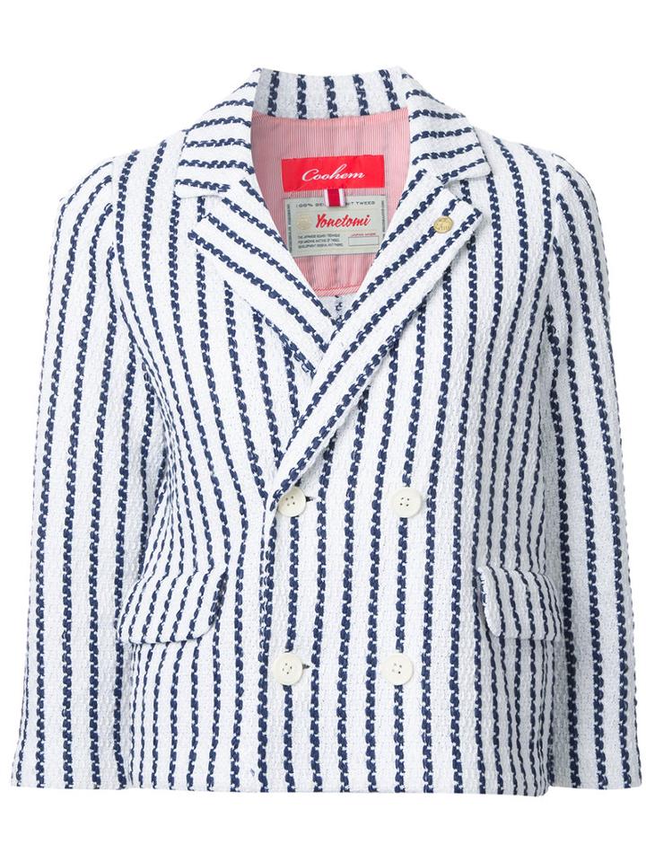 Coohem Striped Tweed Jacket, Women's, Size: 38, White, Cotton/linen/flax/nylon/cupro