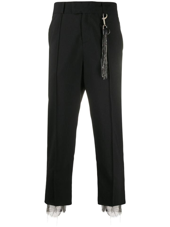 Nahmias Chain Tassel Bandana-trimmed Cropped Trousers - Black