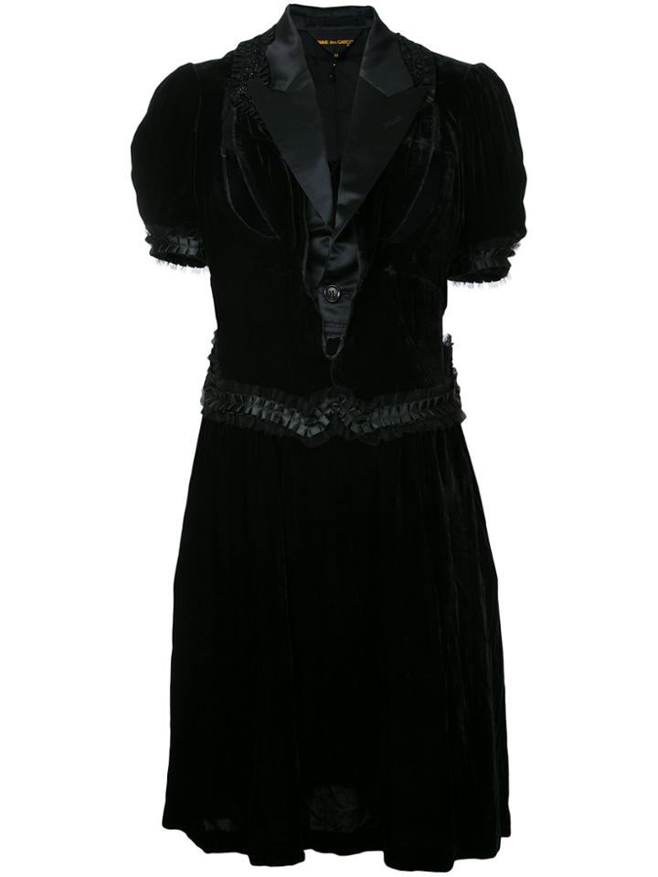 Comme Des Garçons Vintage Satin Lapel Velvet Dress - Black