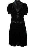 Comme Des Garçons Vintage Satin Lapel Velvet Dress - Black
