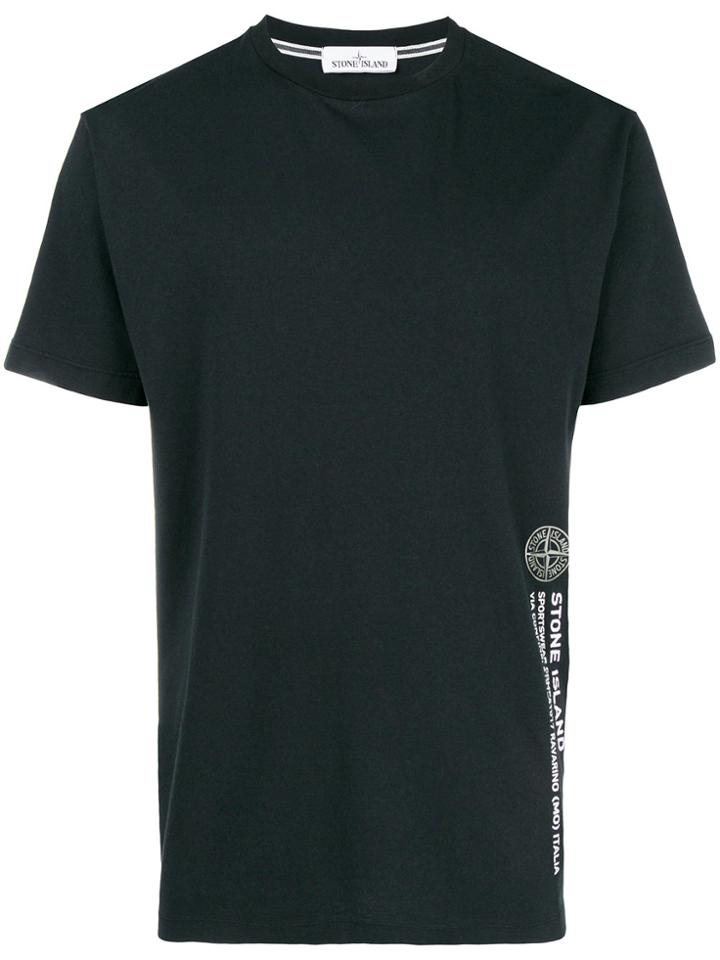 Stone Island Side Logo Print T-shirt - Black