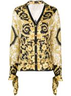 Versace Barocco Print Silk Blouse - Gold