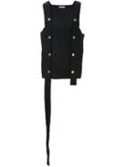 Aganovich Button Detail Vest, Men's, Size: 46, Black, Linen/flax