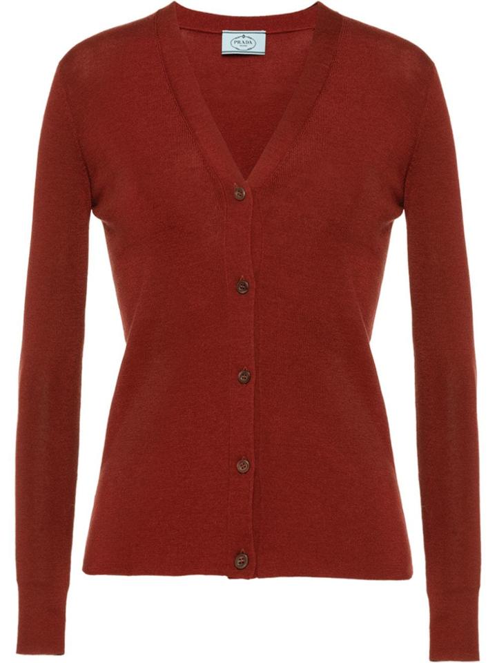 Prada Wool And Silk Cardigan - Red