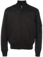 Marcelo Burlon County Of Milan Embroidered Wing Bomber Jacket, Men's, Size: Large, Black, Cotton/viscose/spandex/elastane