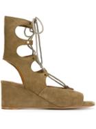Chloé Foster Wedge Sandals, Women's, Size: 38, Nude/neutrals, Calf Leather/leather