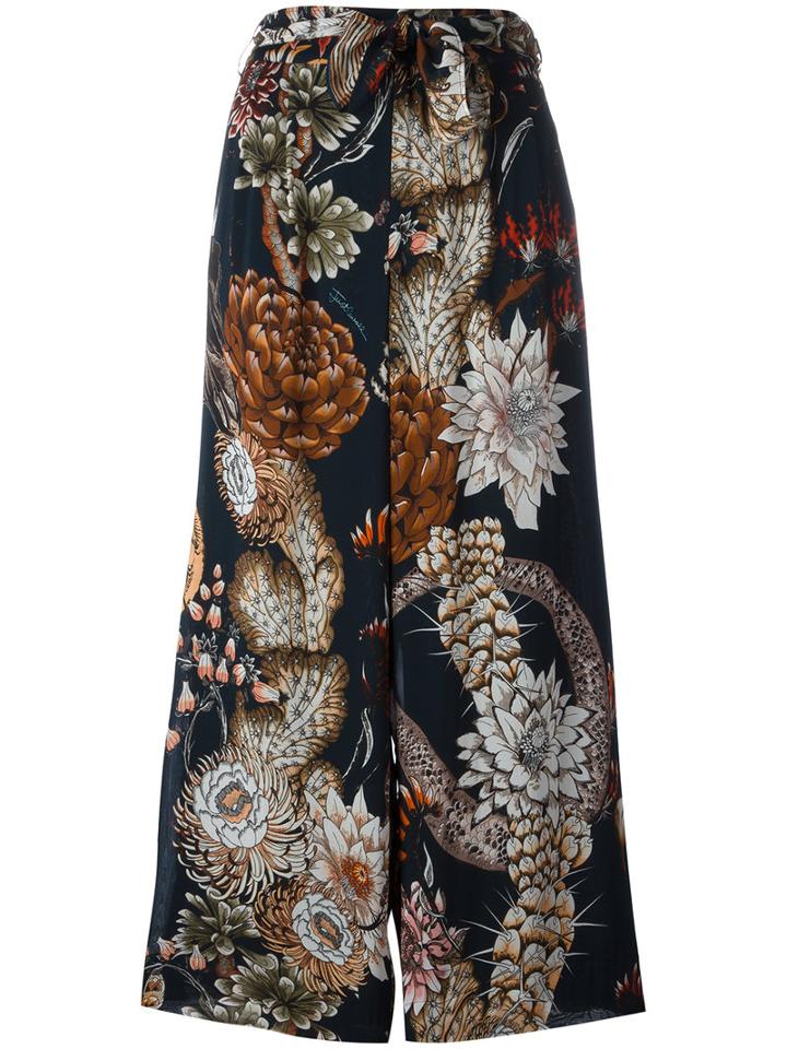 Just Cavalli Patterned Flared Trousers, Women's, Size: 44, Blue, Viscose
