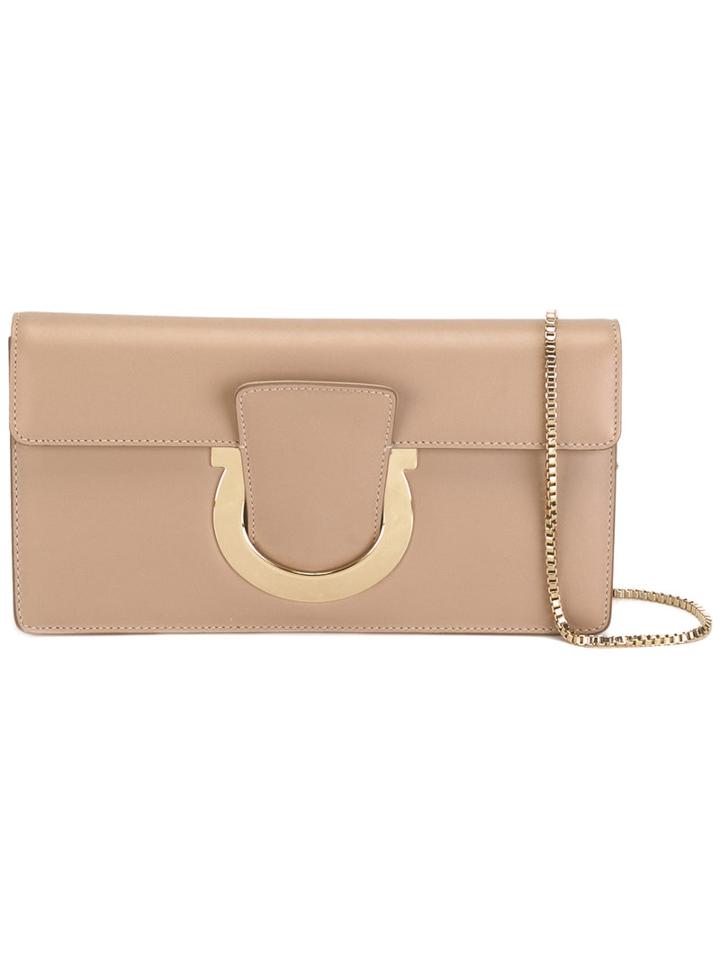 Salvatore Ferragamo Gancio Shoulder Bag, Women's, Nude/neutrals, Calf Leather