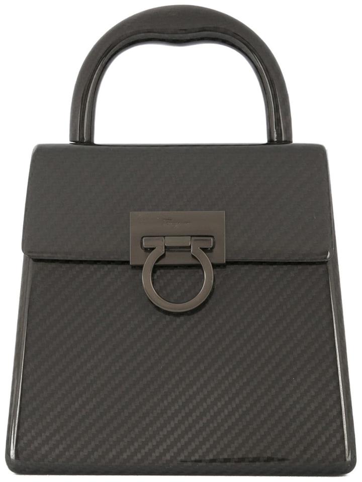 Salvatore Ferragamo Vintage Gancini Woven Handbag - Black
