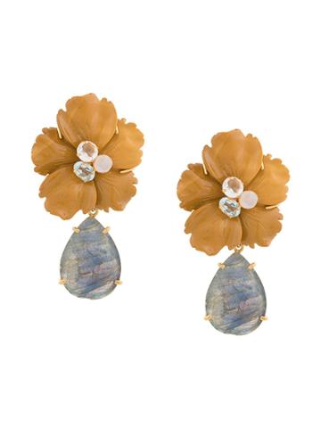 Bounkit Jewelry Clip-on Flower Earrings - Multicolour