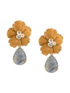 Bounkit Jewelry Clip-on Flower Earrings - Multicolour