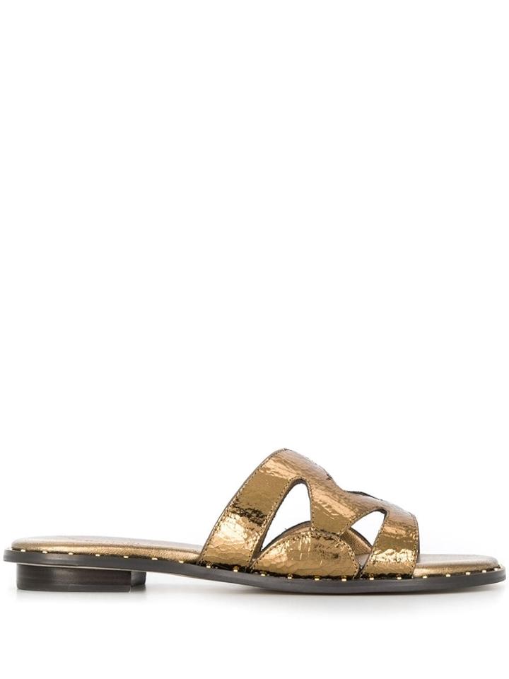 Michael Michael Kors Flat Metallic Sandals - Gold