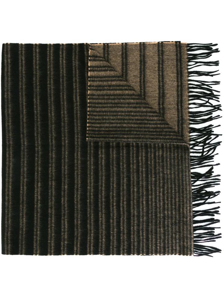 Paul Smith Striped Scarf, Men's, Brown, Lambs Wool