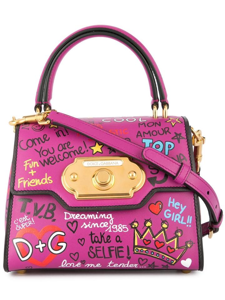 Dolce & Gabbana Welcome Printed Tote Bag - Purple