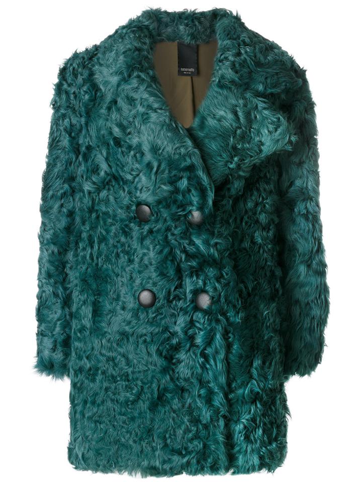 Numerootto Double Breasted Shearling Coat - Green