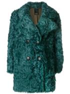 Numerootto Double Breasted Shearling Coat - Green